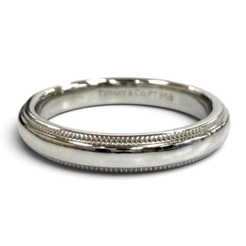 TIFFANY&Co. Tiffany Together Milgrain Band Ring PT950 Silver Weight 5.17g Wom...